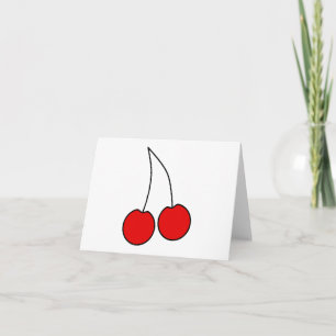 Pair of Cherries. Svart, röd och vit. Kort