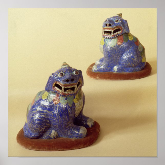 Pair of Chinese cloisonne dogs, 18th century Poster (Framsidan)