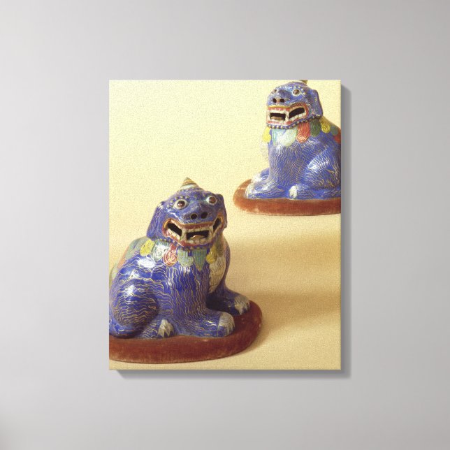 Pair of Chinese cloisonne hundar, 1700-talet Canvastryck (Framsida)