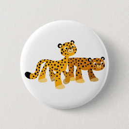 Pair of Cute Tecknad Cheetahs Button Badge Knapp