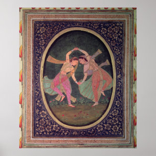 Pair of dans-tjejer som utför en Kathak Poster