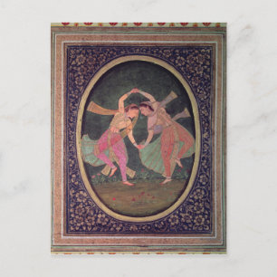 Pair of dans-tjejer som utför en Kathak Vykort