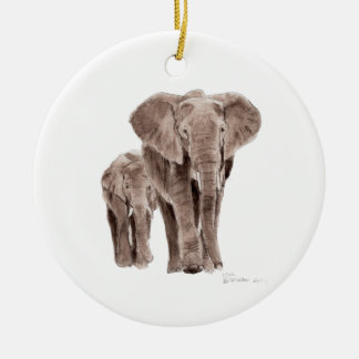 pair of elephants tree ornament