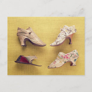 Pair of embroieded Footwear, c.1714 Vykort