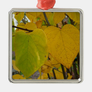 Pair of Fall Redbud Löv Autumn Photography Julgransprydnad Metall