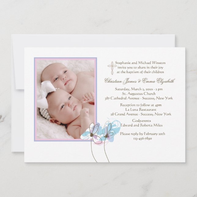 Pair of Flowers Religiösa Photo-inbjudan Inbjudningar (Framsida)