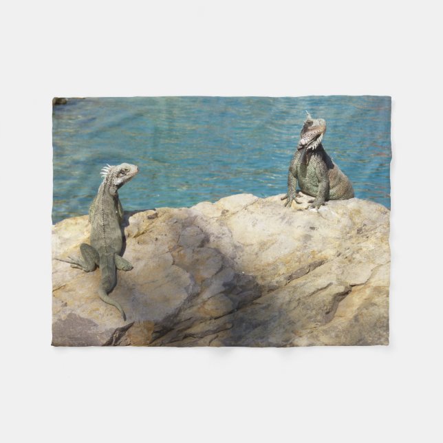 Pair of Iguanas Tropical Wildlife Photography Fleecefilt (Framsidan (Horisontell))