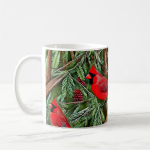 Pair of Majestic Vild Red Cardinals Kaffemugg