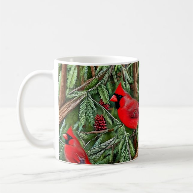 Pair of Majestic Vild Red Cardinals Kaffemugg (Vänster)