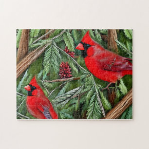 Pair of Majestic Vild Red Cardinals Pussel
