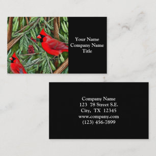 Pair of Majestic Vild Red Cardinals Visitkort