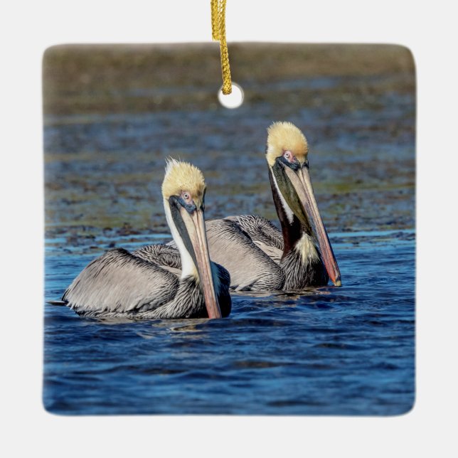 Pair of Pelicans Julgransprydnad Keramik (Framsida)