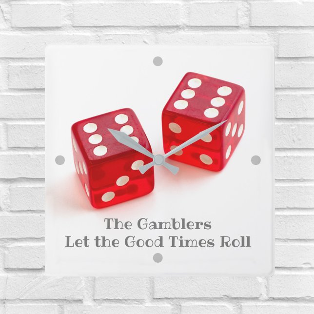 Pair of Red Dice Game Room Namn Fyrkantig Klocka (Skapare uppladdad)
