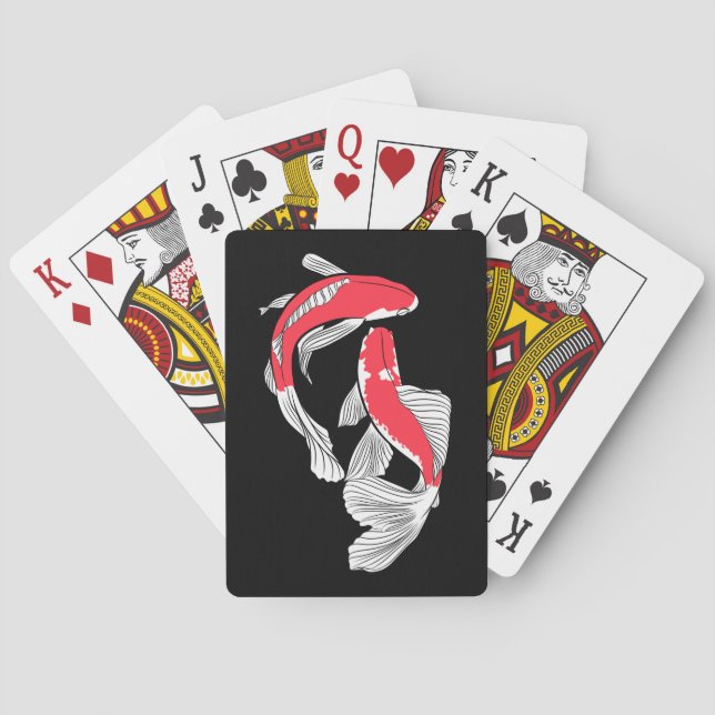 Pair of red japanese koi casinokort (Baksidan)