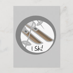 Pair of Skis I Ski T-shirts and Gifts Vykort