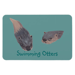 Pair of Swimming Otters Flexible Magnets Magnet