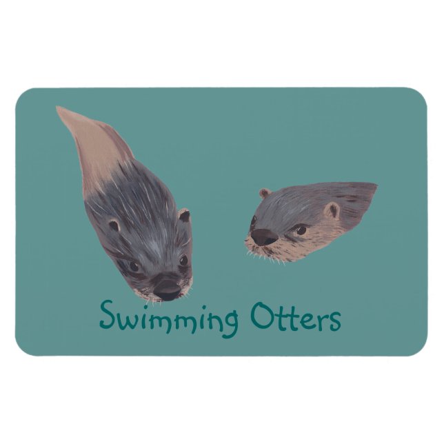 Pair of Swimming Otters Flexible Magnets Magnet (Horisontell)