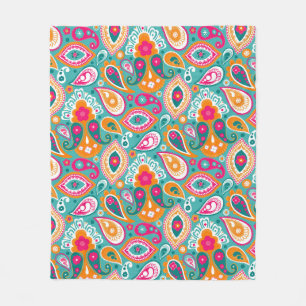 Paisley 70s 60s Boho Retro Fleecefilt