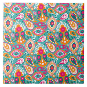 Paisley 70s 60s Boho Retro Kakelplatta