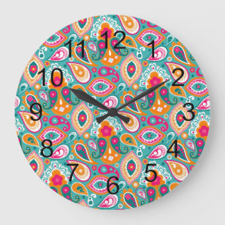 Paisley 70s 60s Boho Retro Stor Klocka