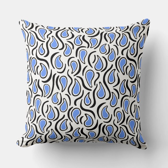 Paisley Abstrakt 230523 - Baby blue, B&W Kudde (Framsida)