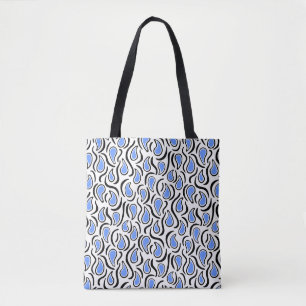 Paisley Abstrakt 230523 - Baby blue, B&W Tygkasse