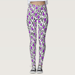 Paisley Abstrakt 230523 - Lila, svartvitt Leggings