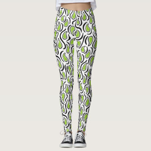 Paisley Abstrakt 230523 - Martian Grönt, B&W Leggings