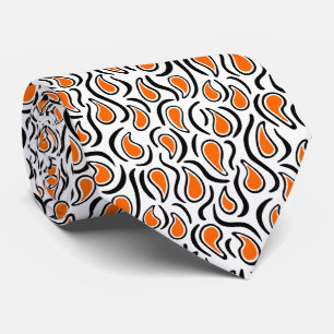 Paisley Abstrakt 230523 - Orange, svartvitt Slips