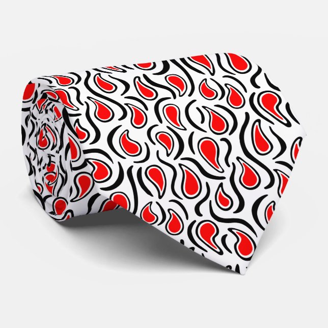 Paisley Abstrakt 230523 - Red, Black and White Slips (Rullad)
