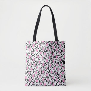Paisley Abstrakt 230523 - Rosa, svartvitt Tygkasse