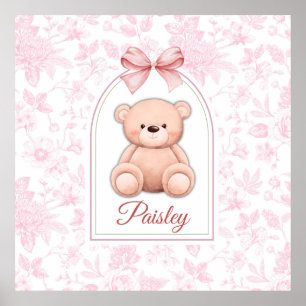 Paisley Anpassningsbar Rosa Nalle Försörjningsde Poster