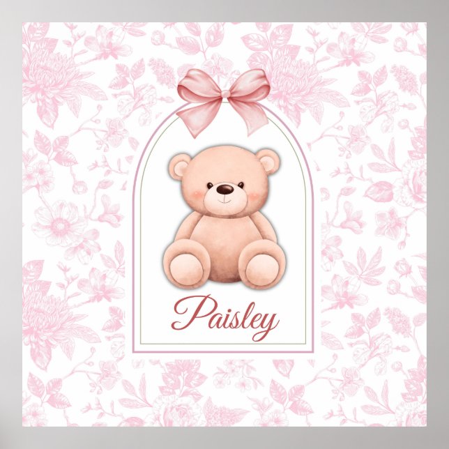 Paisley | Anpassningsbar Rosa Nalle Försörjningsde Poster (Framsidan)