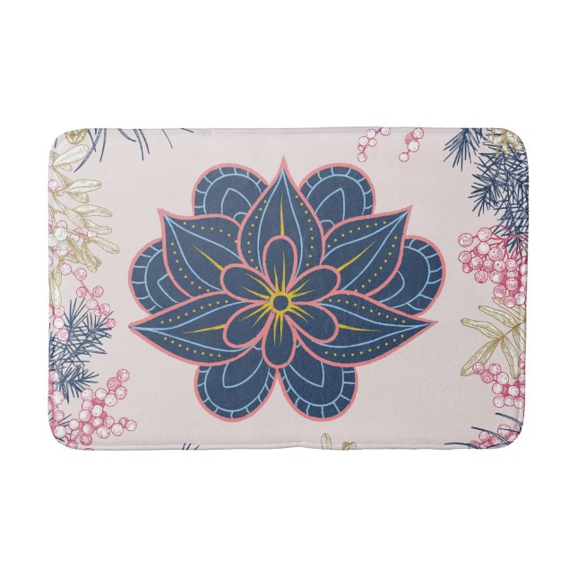 Paisley Art, Blue- och Lila Graphic-grafik Badrumsmatta (Framsidan)