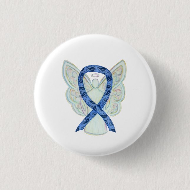 Paisley Awareness Ribbon Angel Art Pin Buttons Knapp (Framsida)