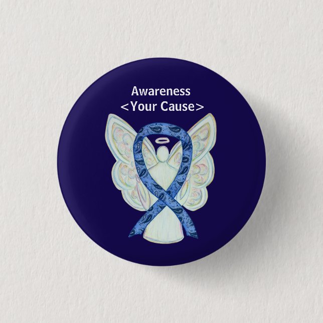 Paisley Awareness Ribbon Angel Custom Art Stift Knapp (Framsida)