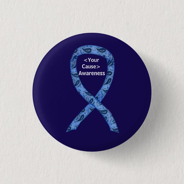 Paisley Awareness Ribbon Anpassningsbar Button Art Knapp (Framsida)