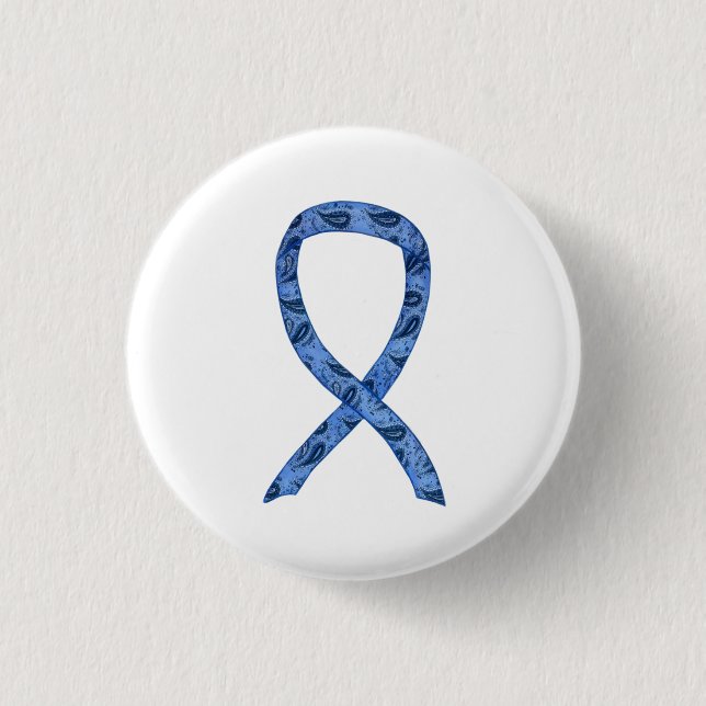 Paisley Awareness Ribbon Anpassningsbar Pin Button Knapp (Framsida)