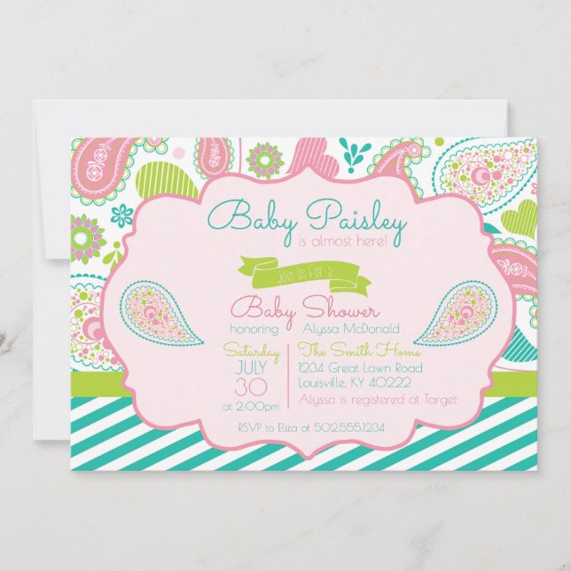 Paisley Baby Shower-inbjudan Inbjudningar (Framsida)