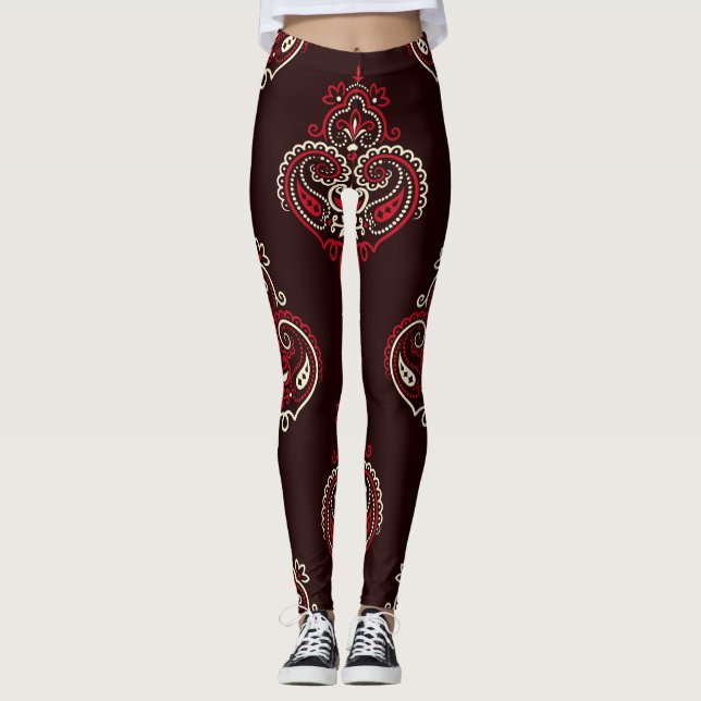 Paisley Bandana: Boho Vintage Print. Leggings (Framsida)