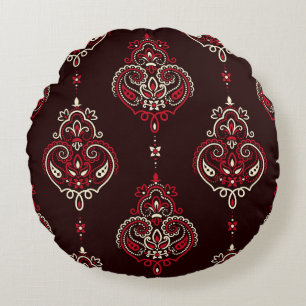 Paisley Bandana: Boho Vintage Print. Rund Kudde