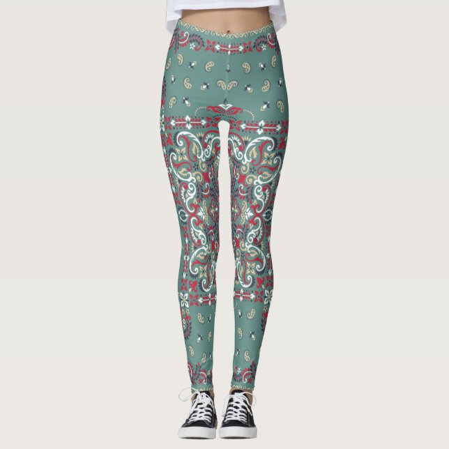 Paisley Bandana Print: Silke Nacke Scarf Leggings (Framsida)