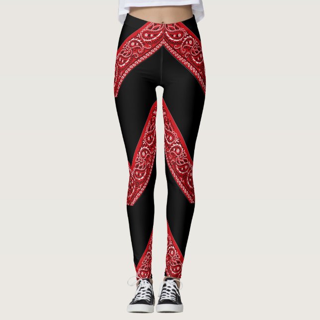 Paisley Bandana Red Hanky Leggings (Framsida)