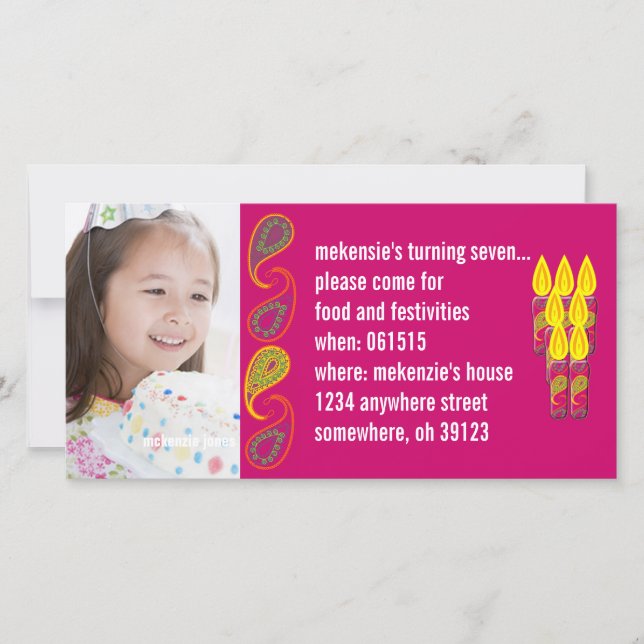 Paisley Birthdy-fotoinbjudan (Framsida)