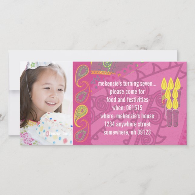 Paisley Birthdy-fotoinbjudan (Framsida)