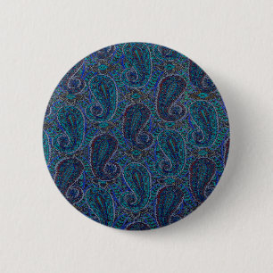 Paisley Blå Indisk Boho Klassisk Vintage Knapp