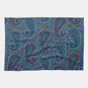 Paisley Blå Indisk Boho Klassisk Vintage Kökshandduk