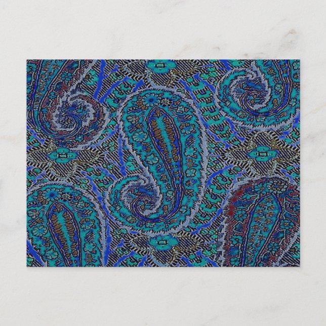 Paisley Blå Indisk Boho Klassisk Vintage Vykort (Framsida)