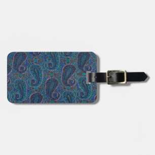 Paisley Blå Indisk Boho Konst Mönster Bagagebricka