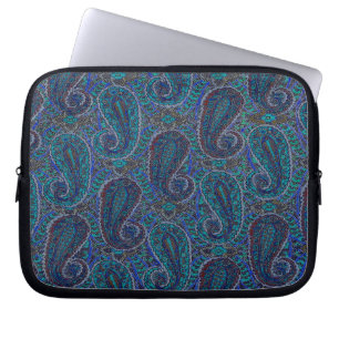 Paisley Blå Indisk Boho Konst Mönster Laptop Sleeve